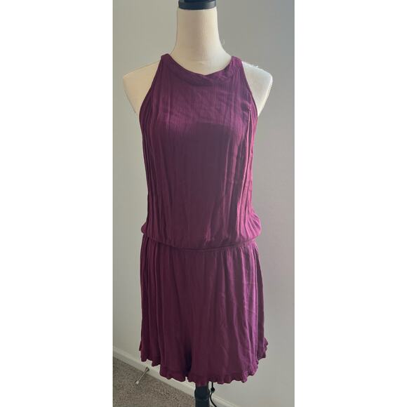 Mossimo Supply Co Burgundy Halter Neck Shorts Sleeveless Split Back Jumpsuit XXL - Picture 1 of 10